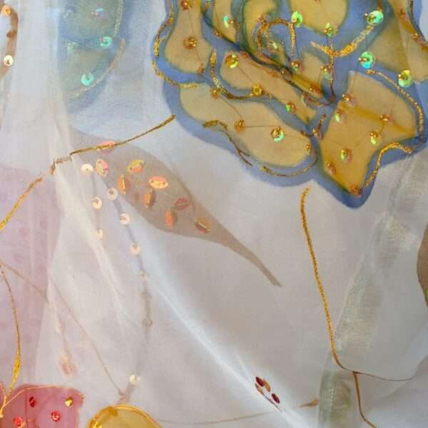 Blooming Bliss Hand-Painted Organza Dupatta