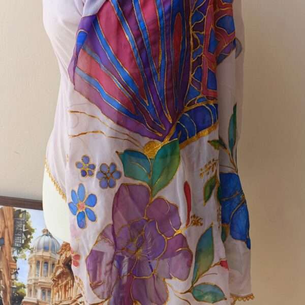 Online Dupatta Noor-e-Rang Hand-Painted Floral Crinkle Dupatta