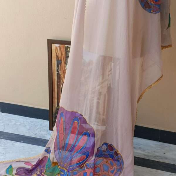 Online Dupatta Noor-e-Rang Hand-Painted Floral Crinkle Dupatta