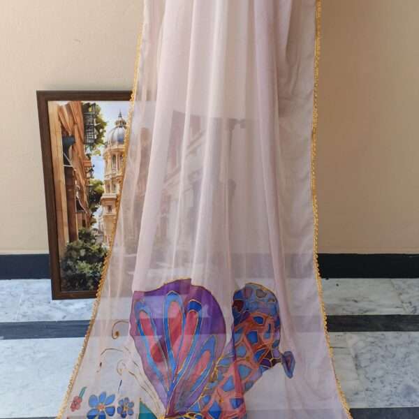 Online Dupatta Noor-e-Rang Hand-Painted Floral Crinkle Dupatta