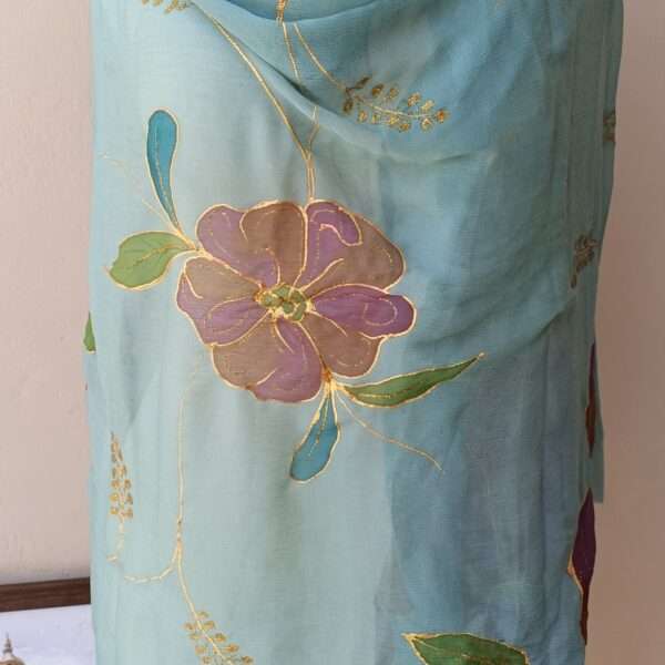 Online Dupatta Noor-e-Bahar Hand-Painted Crinkle Chiffon Dupatta