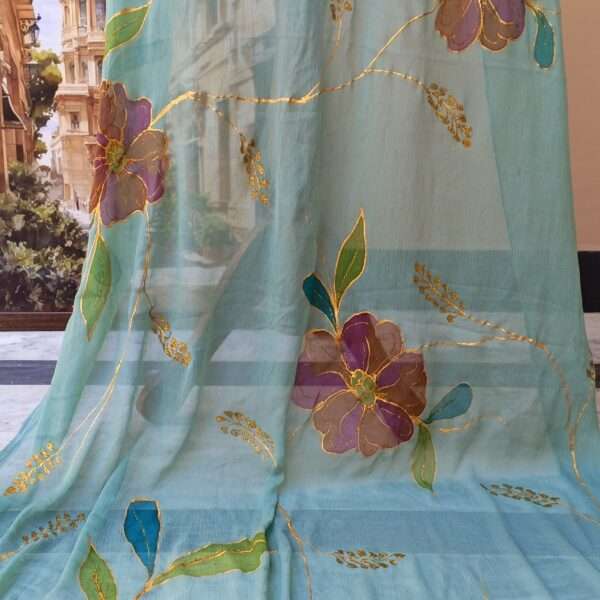 Online Dupatta Noor-e-Bahar Hand-Painted Crinkle Chiffon Dupatta