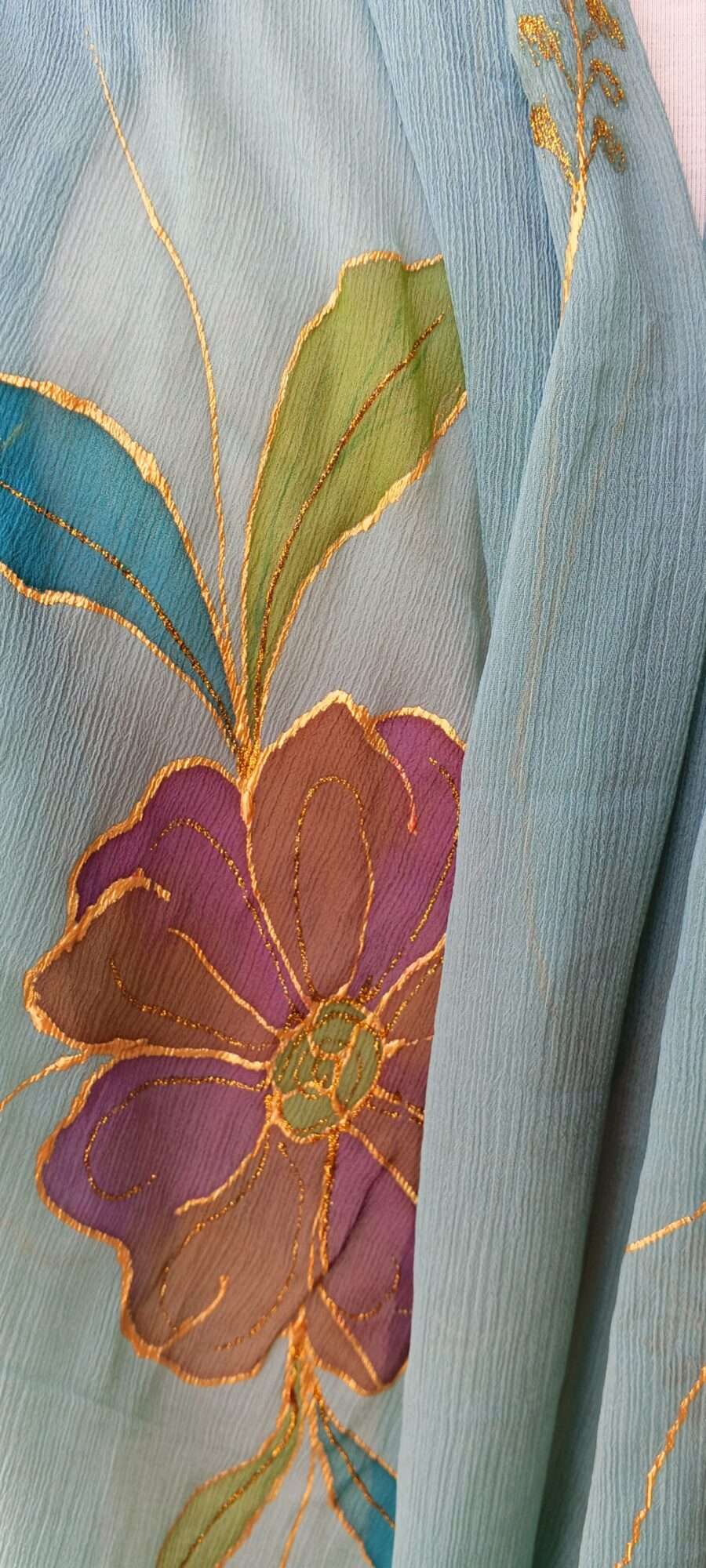 Online Dupatta Noor-e-Bahar Hand-Painted Crinkle Chiffon Dupatta