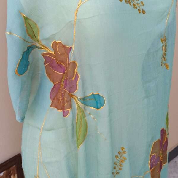 Online Dupatta Noor-e-Bahar Hand-Painted Crinkle Chiffon Dupatta