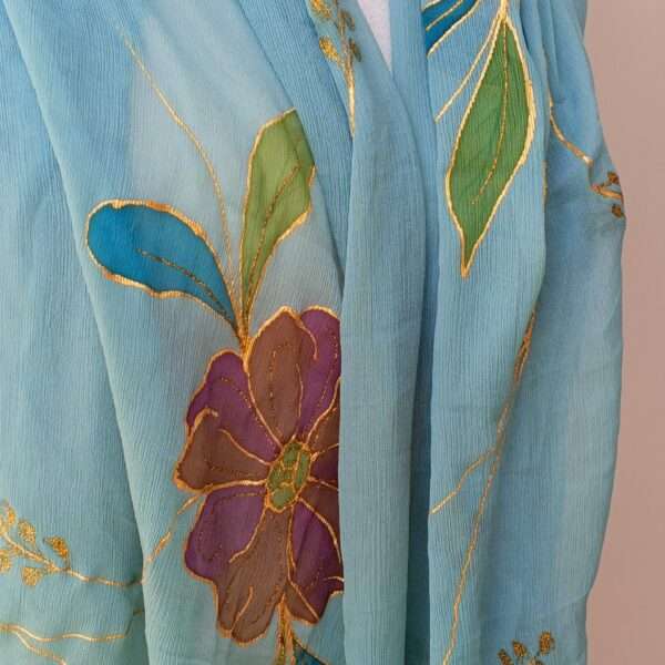 Online Dupatta Noor-e-Bahar Hand-Painted Crinkle Chiffon Dupatta