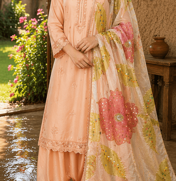 Blush Blossom Premium Tissue Dupatta
