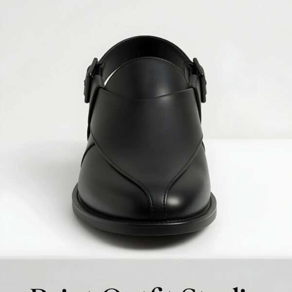 Imperial Black Leather Peshawari Chappal