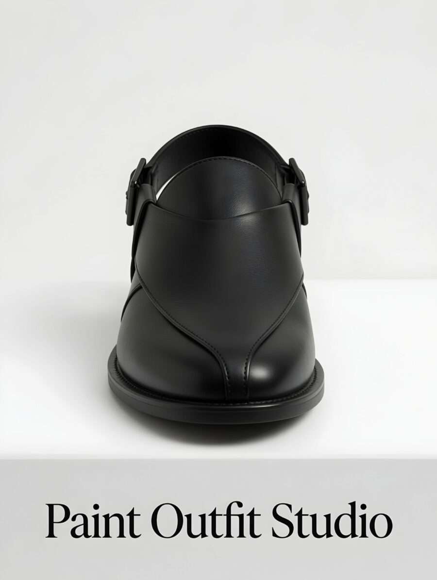 Imperial Black Leather Peshawari Chappal