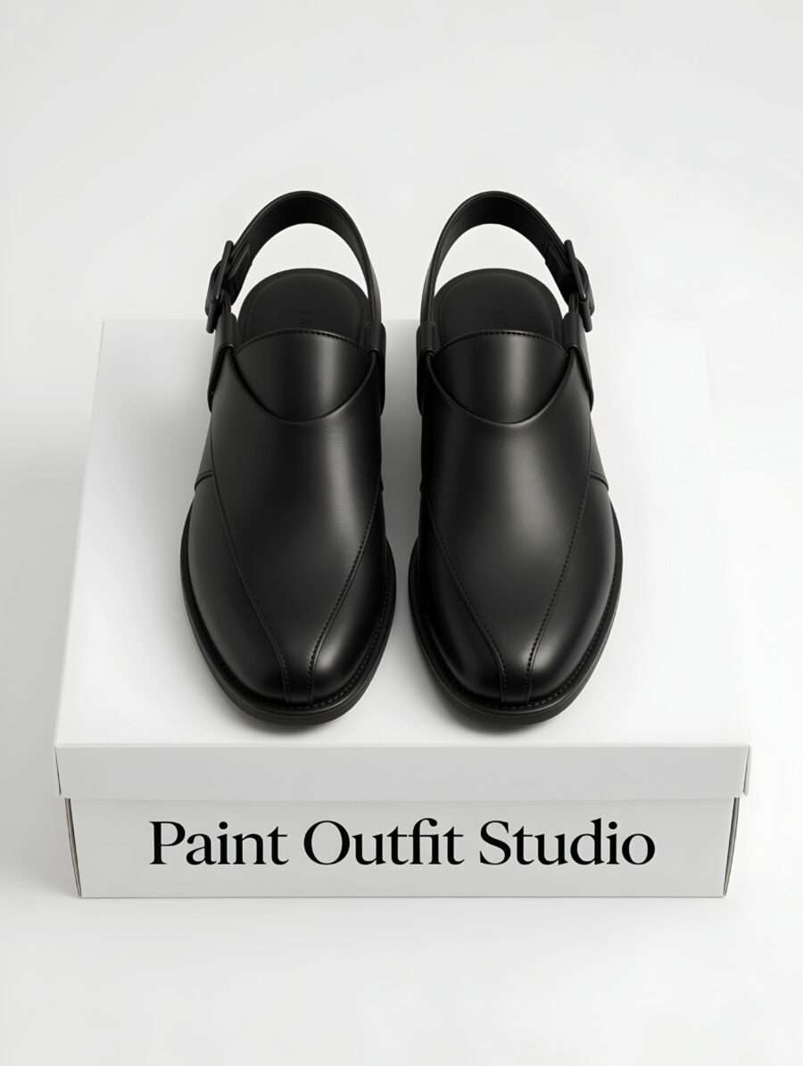 Imperial Black Leather Peshawari Chappal