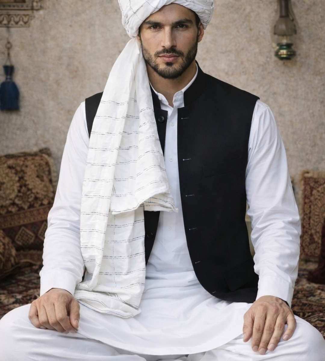 White Afghan Turban