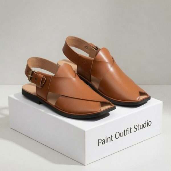 Tan Hi Koram Leather Peshawari Chappal