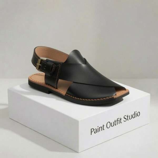 Peshawari Chappal Black Hi Koram Leather Peshawari Chappal