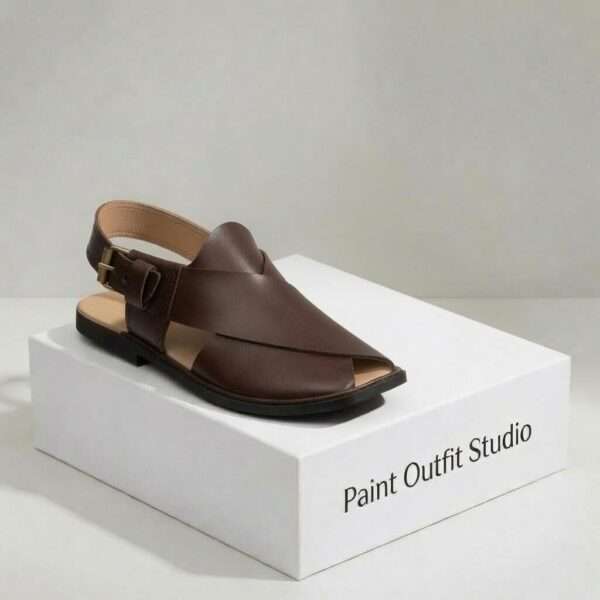 Brown Hi Koram Leather Peshawari Chappal