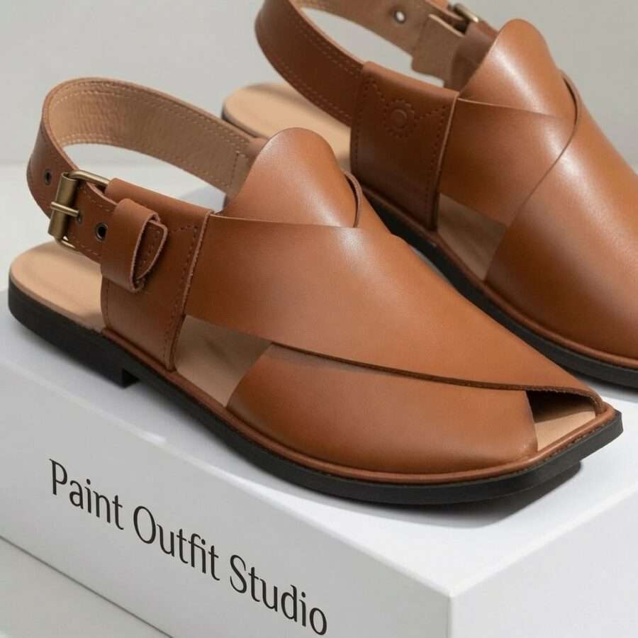Tan Hi Koram Leather Peshawari Chappal