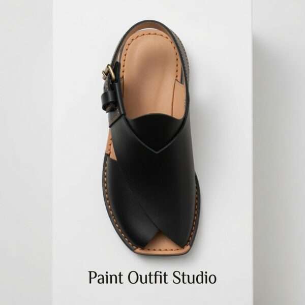 image-31 Black Hi Koram Leather Peshawari Chappal