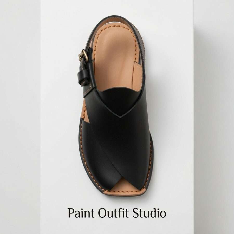 image-31 Black Hi Koram Leather Peshawari Chappal