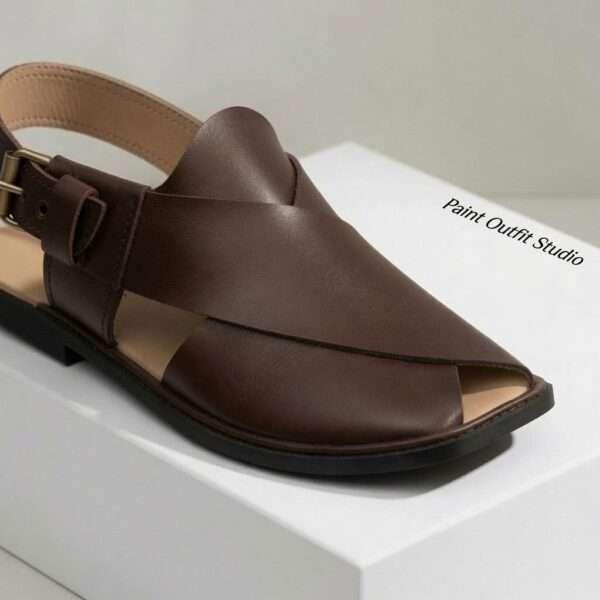 Brown Hi Koram Leather Peshawari Chappal