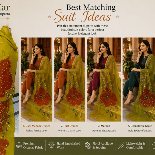 Mehndi Blossom Embellished Dupatta