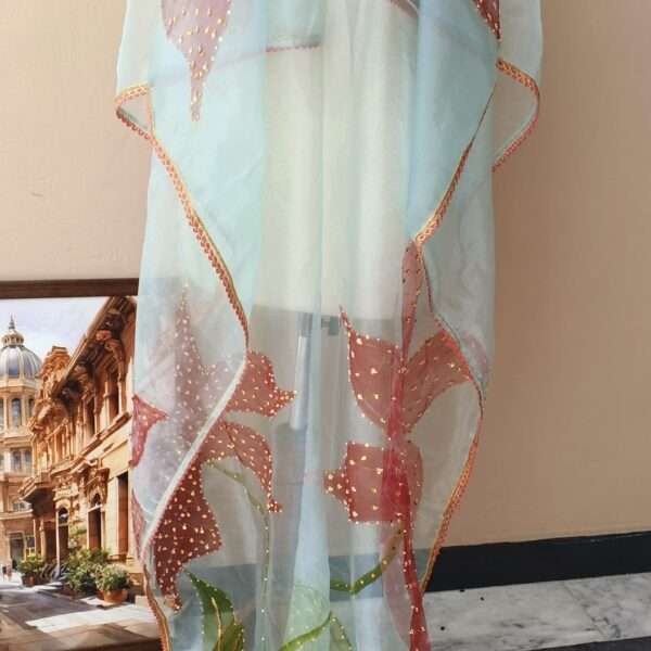 Mint Blossom Luxury Organza Dupatta