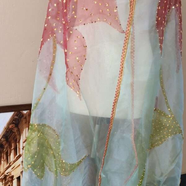 Mint Blossom Luxury Organza Dupatta