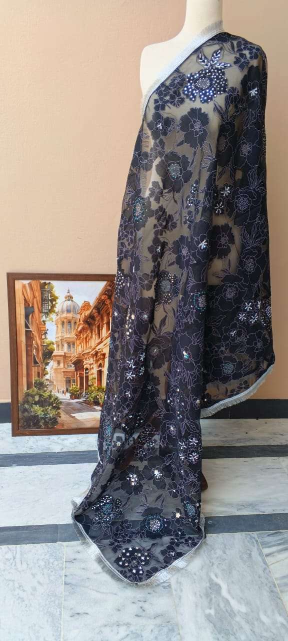 Dupattas online Noir Bloom Luxe Organza Dupatta