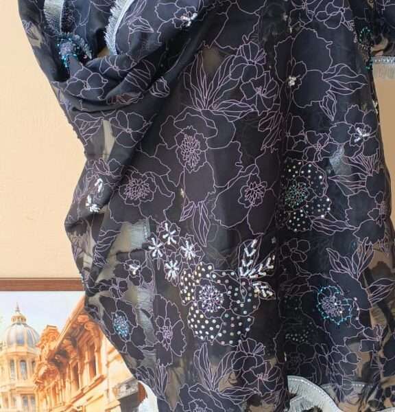 Dupattas online Noir Bloom Luxe Organza Dupatta
