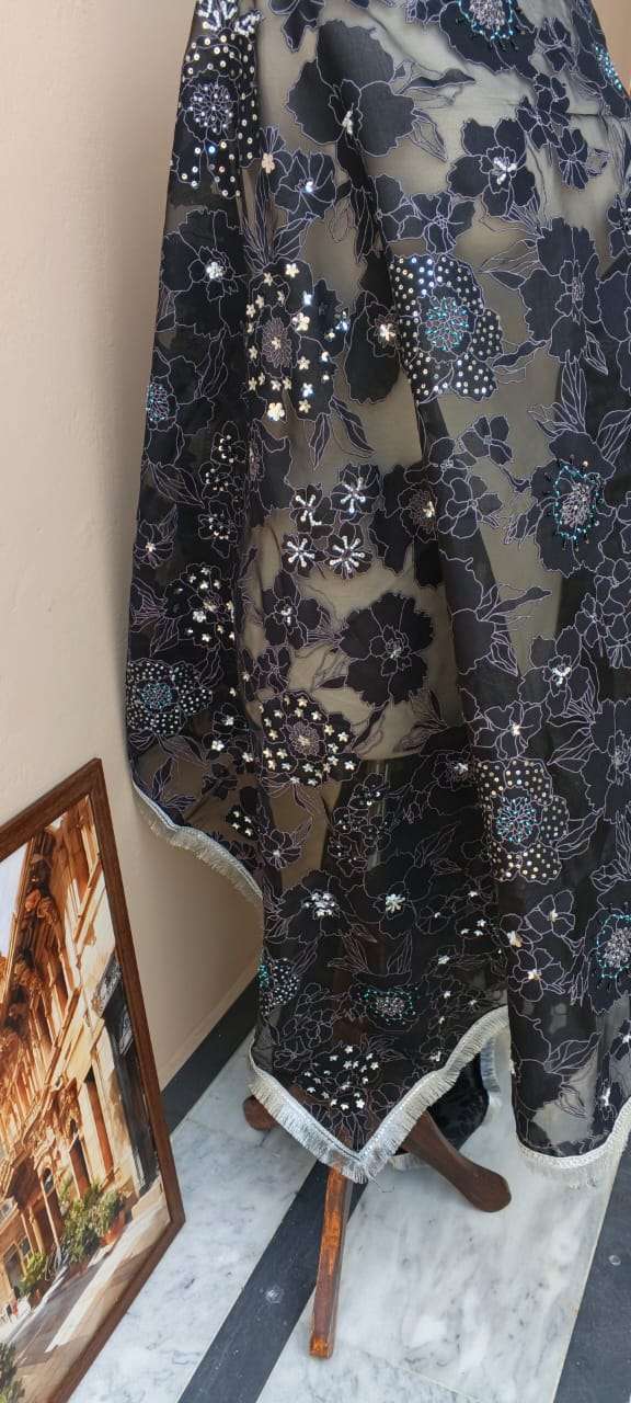 Dupattas online Noir Bloom Luxe Organza Dupatta