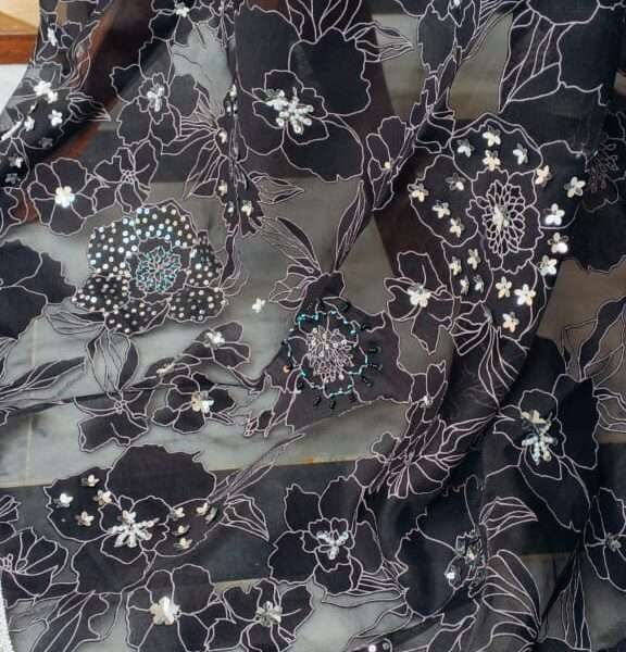 Dupattas online Noir Bloom Luxe Organza Dupatta