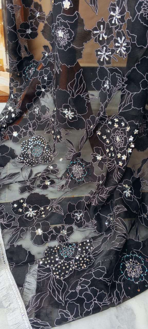 Dupattas online Noir Bloom Luxe Organza Dupatta