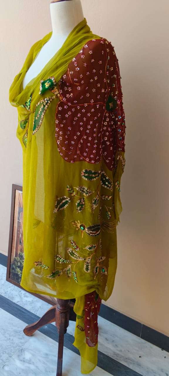 Mehndi Blossom Embellished Dupatta