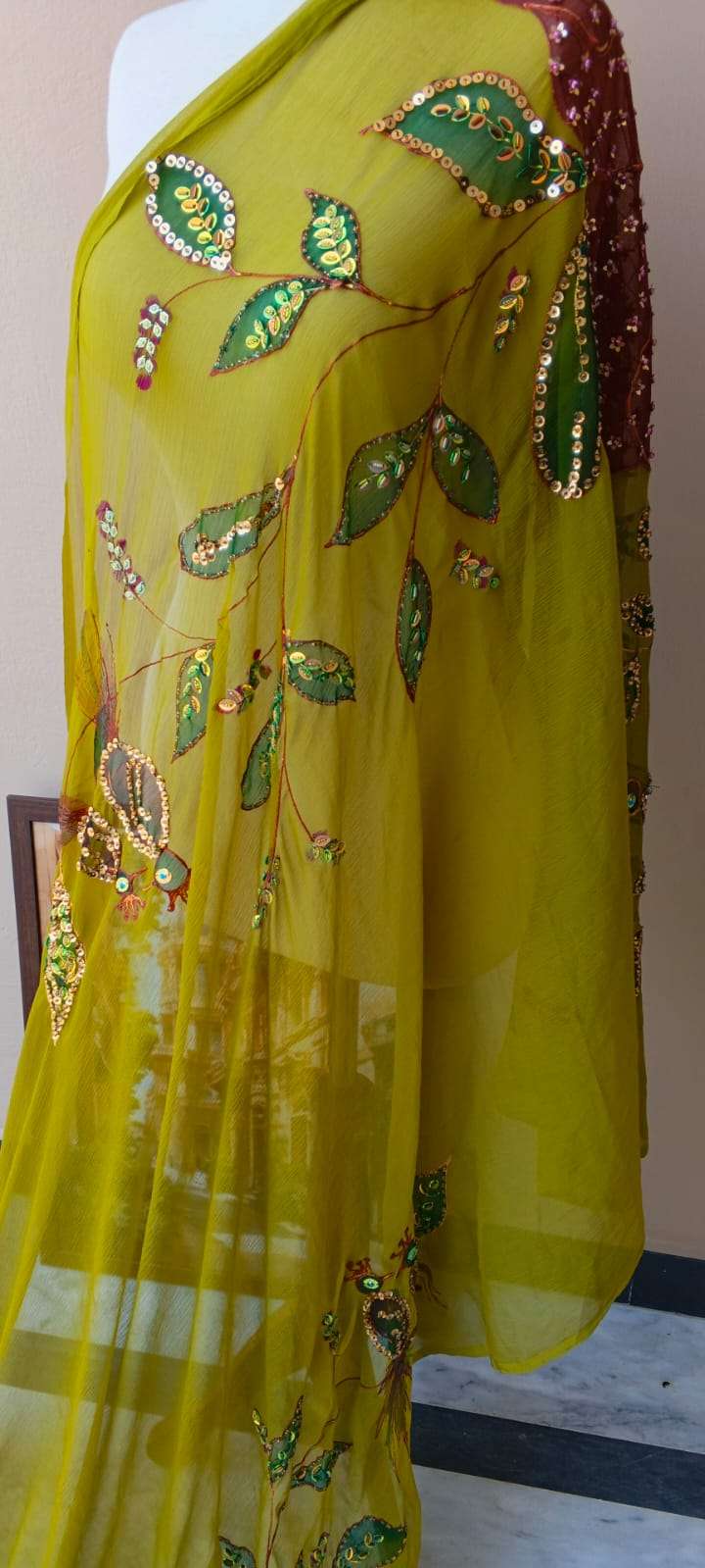 Mehndi Blossom Embellished Dupatta