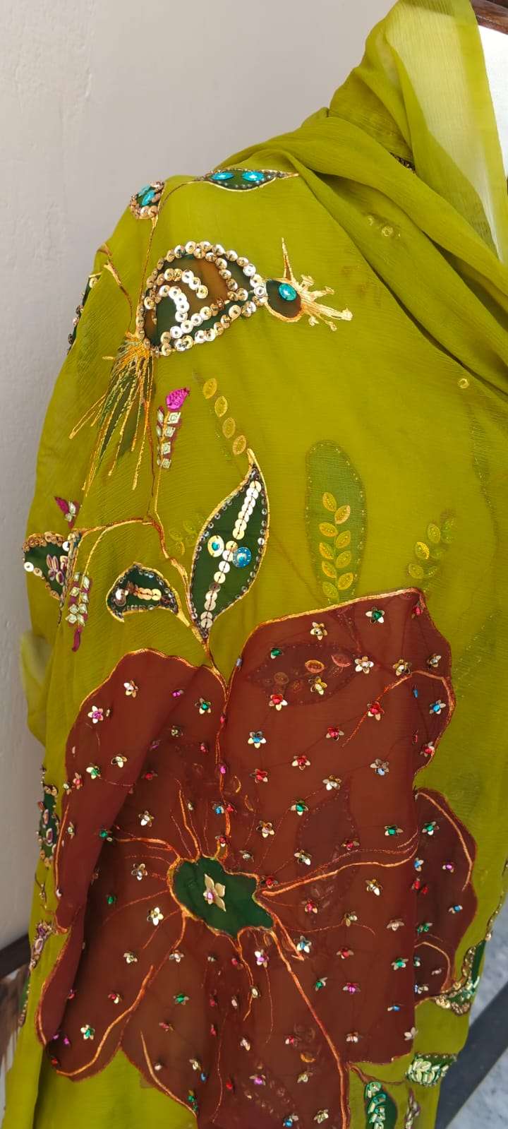 Mehndi Blossom Embellished Dupatta