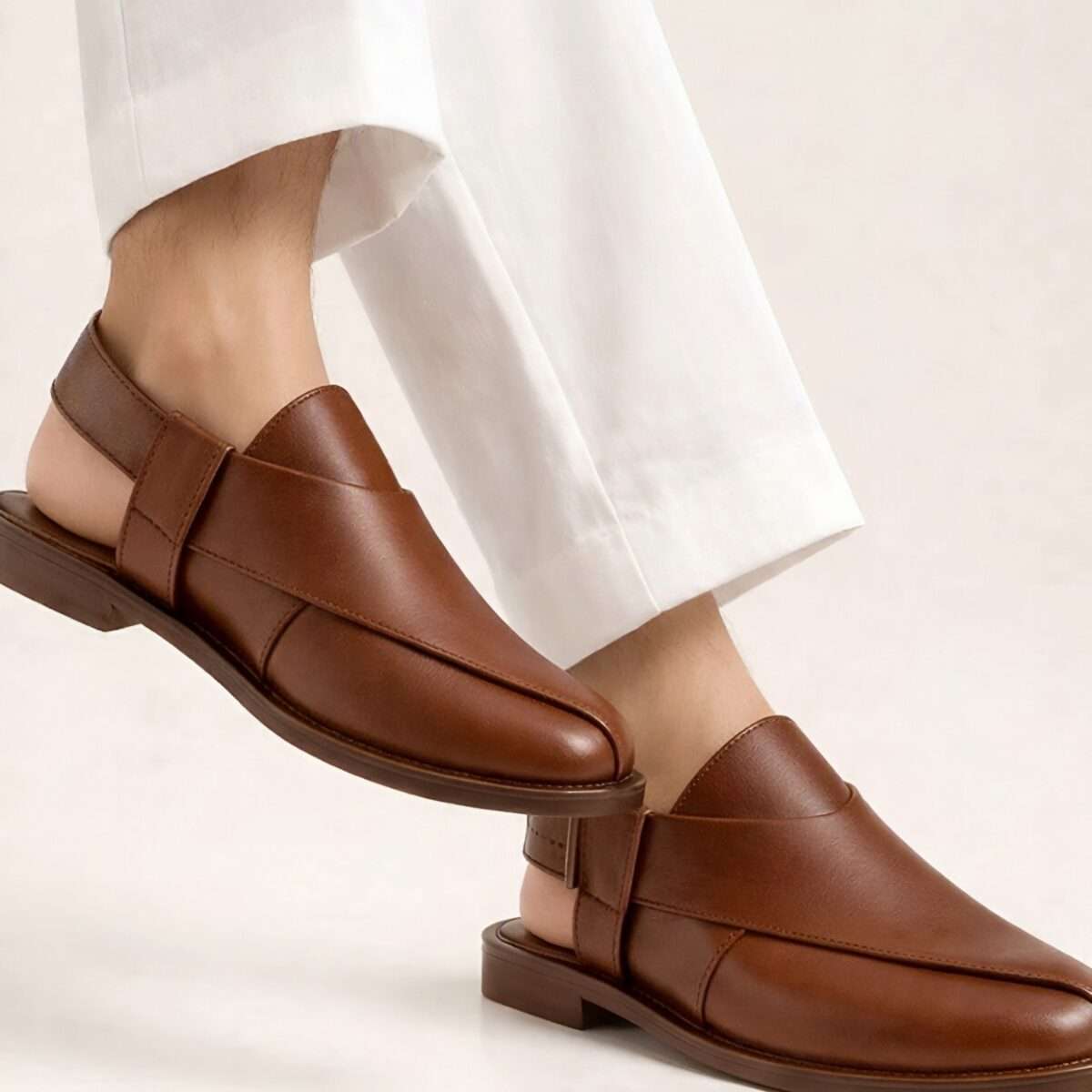 Brown Leather Peshawari Chappal