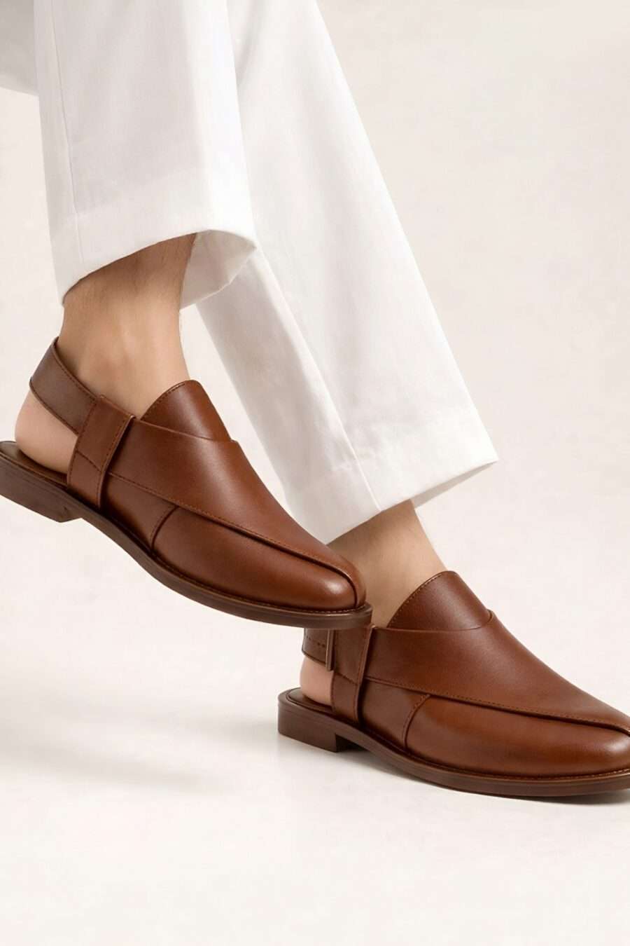Brown Leather Peshawari Chappal