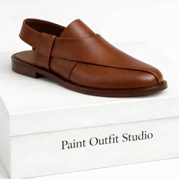 Brown Leather Peshawari Chappal
