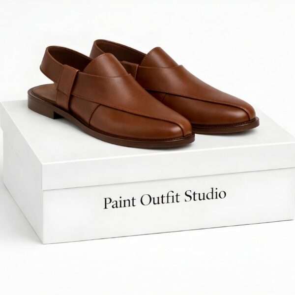 Brown Leather Peshawari Chappal