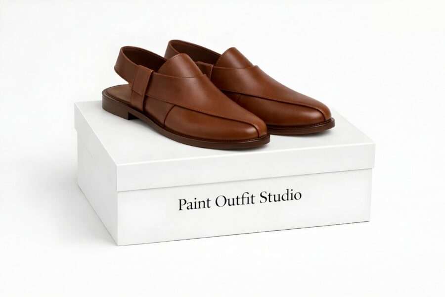Brown Leather Peshawari Chappal